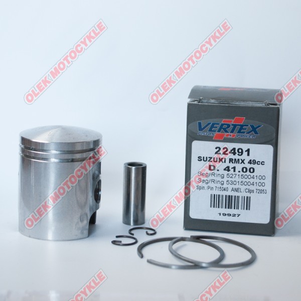 Piston VERTEX SUZUKI rmx 50 (RMX50), lt 50 quadrunner, morini PIN12MM (3015004175 x 1, 52715004175 x 1) (41,75mm=+0,75mm) (22491075)