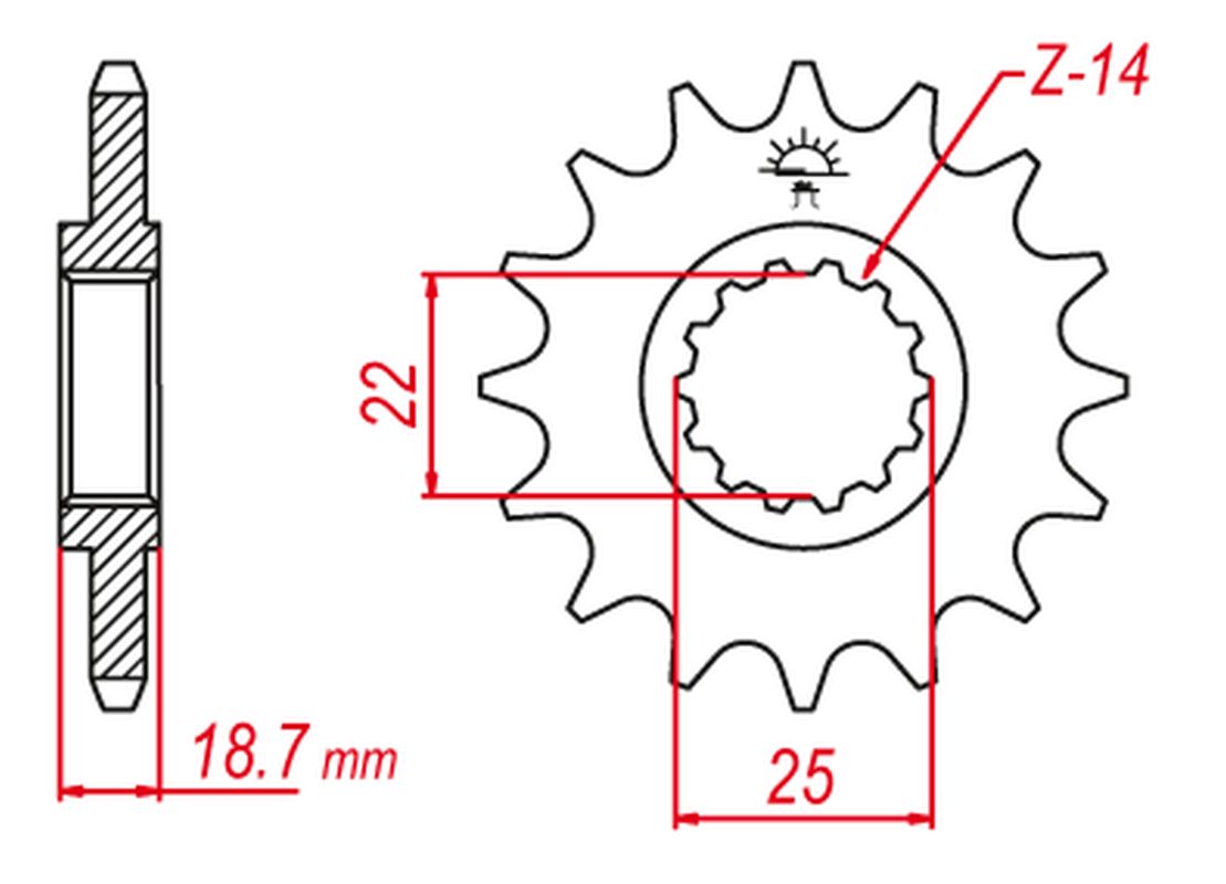 Sprocket front GROSSKOPF 225415G (JTF743.15)