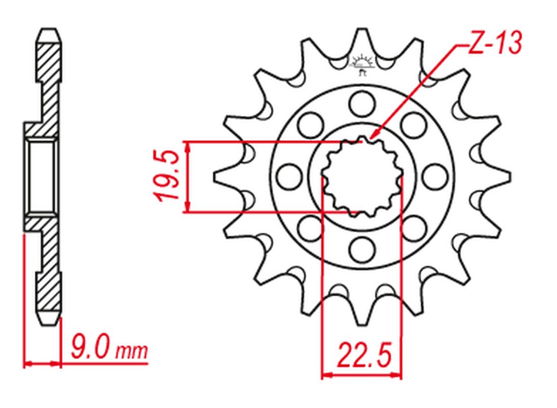 Sprocket front GROSSKOPF 225913G (JTF1442.13)