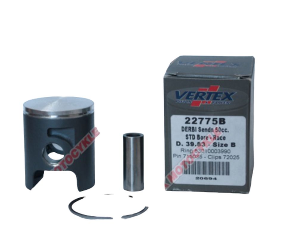 VERTEX píst DERBI (kroužky 53010003990 X 1 kus) (39,83mm) čep 12mm (22775B)