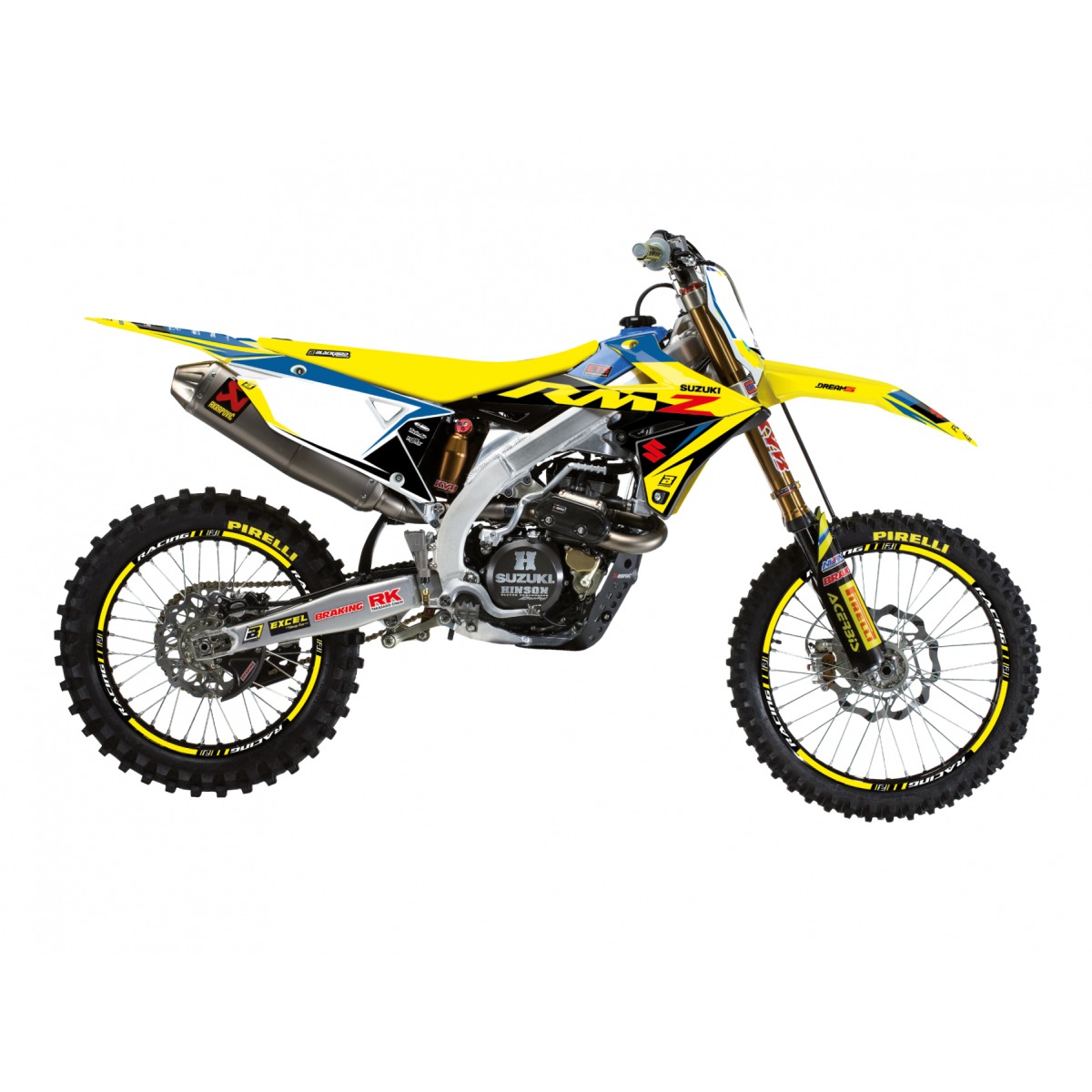 BLACKBIRD sada samolepek (dýhy) SUZUKI RMZ 250 19-25, RMZ 450 18-25 DREAM 5 barva žlutá modrá