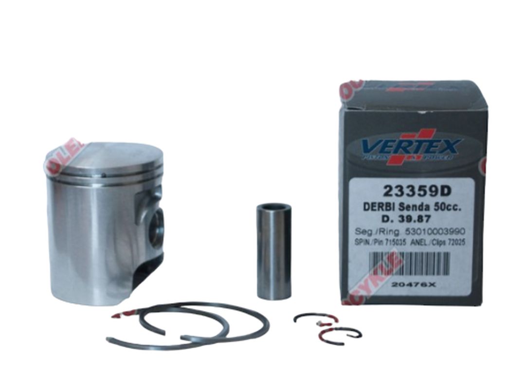 VERTEX píst DERBI SENDA 50 (39,85mm) (kroužky 53010003990 X 2 kusy)