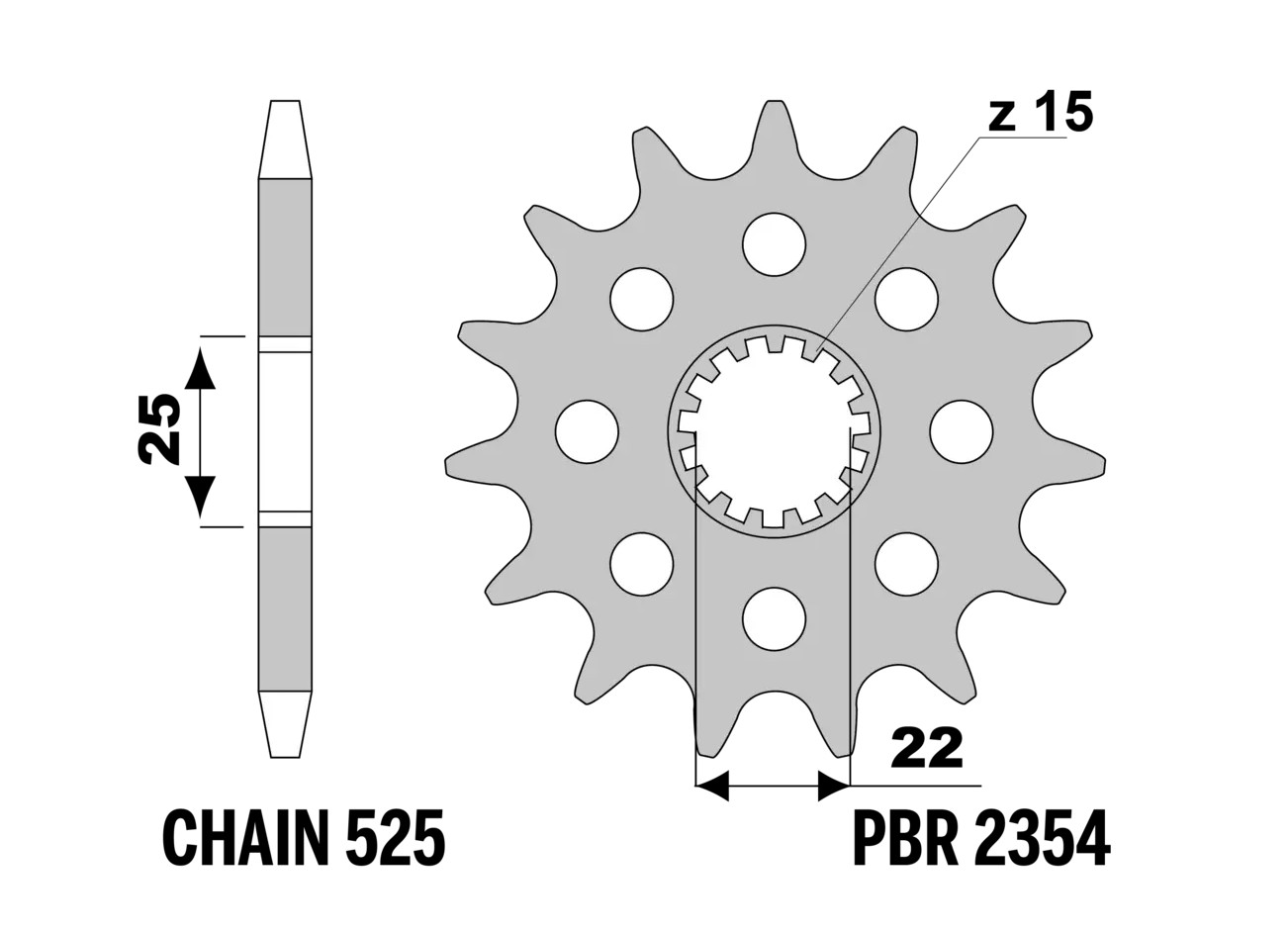 PBR 13/07 front sprocket 2354 16 (chain 520) (MADE IN ITALY)