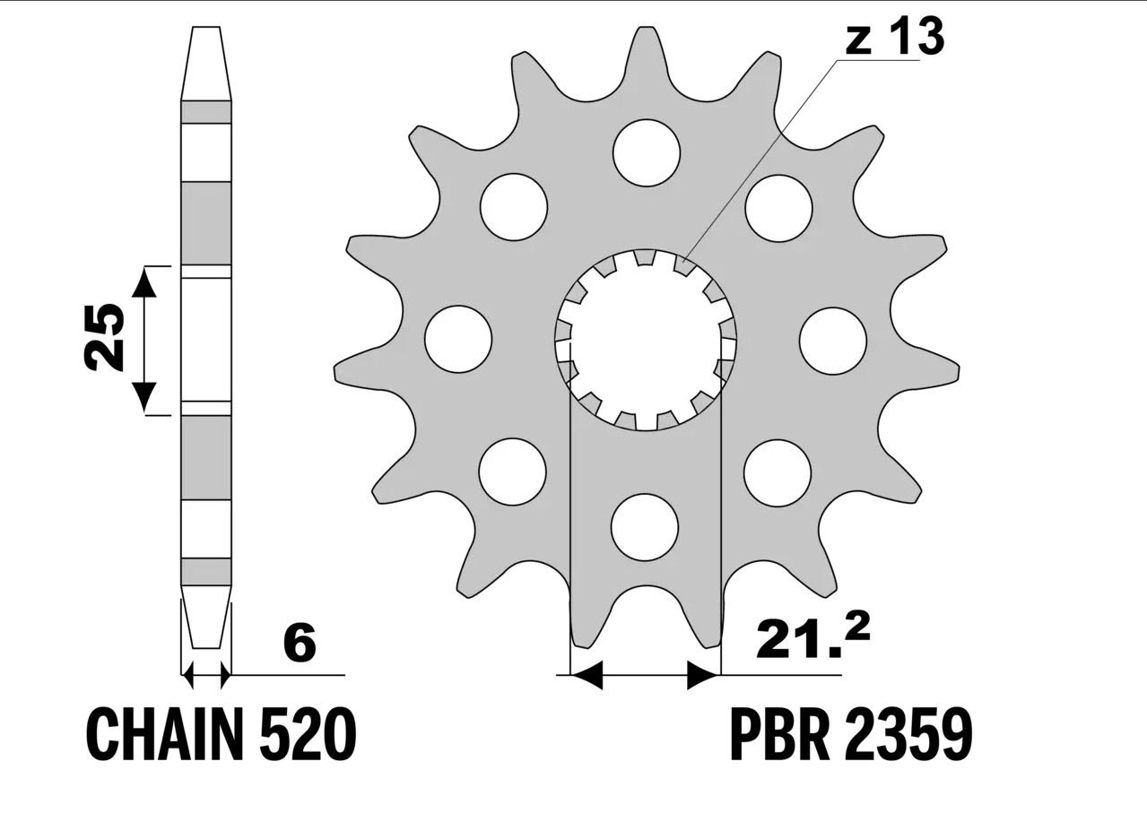 PBR 13/07 front sprocket 2359 15 (chain 520) (MADE IN ITALY)