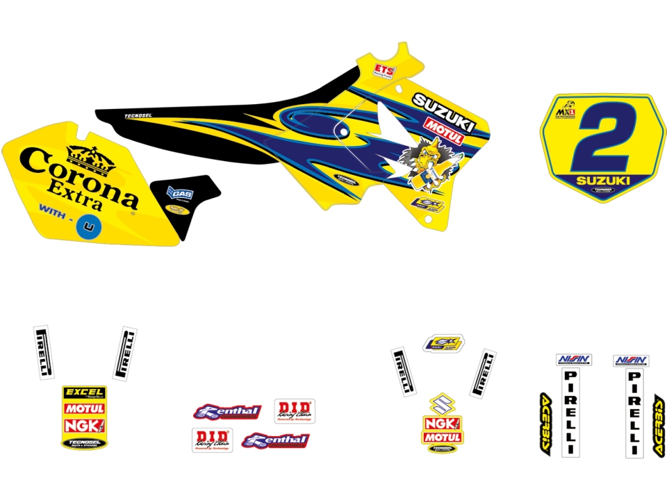 BLACKBIRD sada samolepek (dýhy) SUZUKI RM 125/250 01-24 REPLICA TEAM SUZUKI 2001