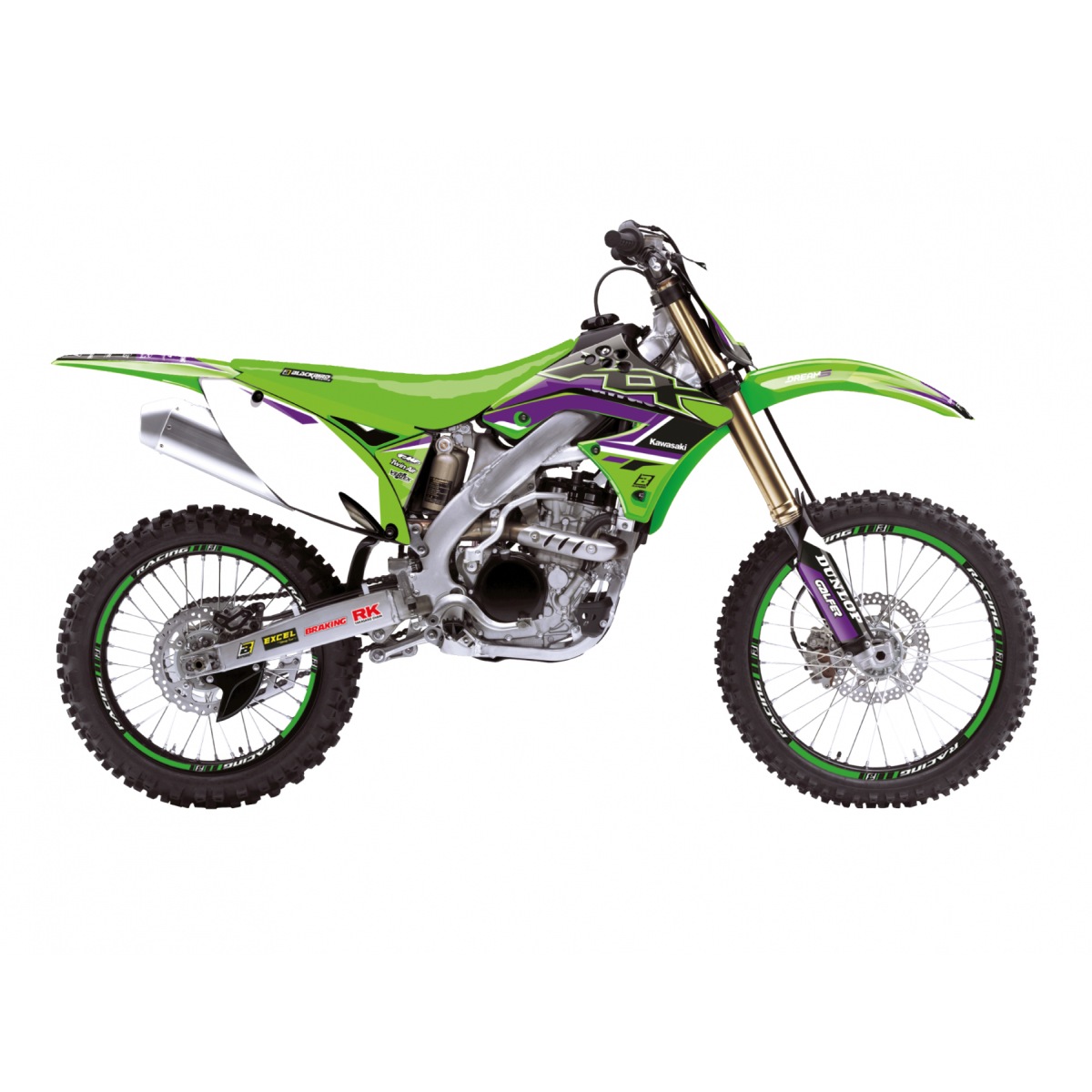 BLACKBIRD sada samolepek (dýhy) KAWASAKI KX 250F 09-12 DREAM 5 barva zelená černá