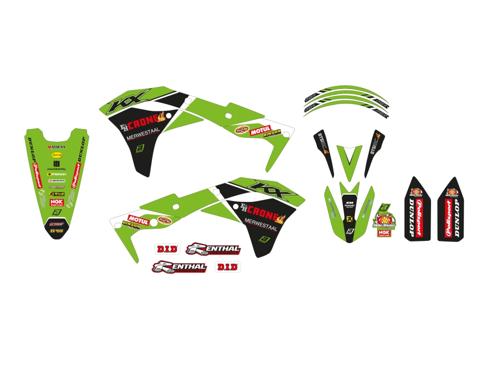 BLACKBIRD sada samolepek (dýhy) KAWASAKI KX 250F 17-20 REPLICA KAWASAKI závodní TEAM 22