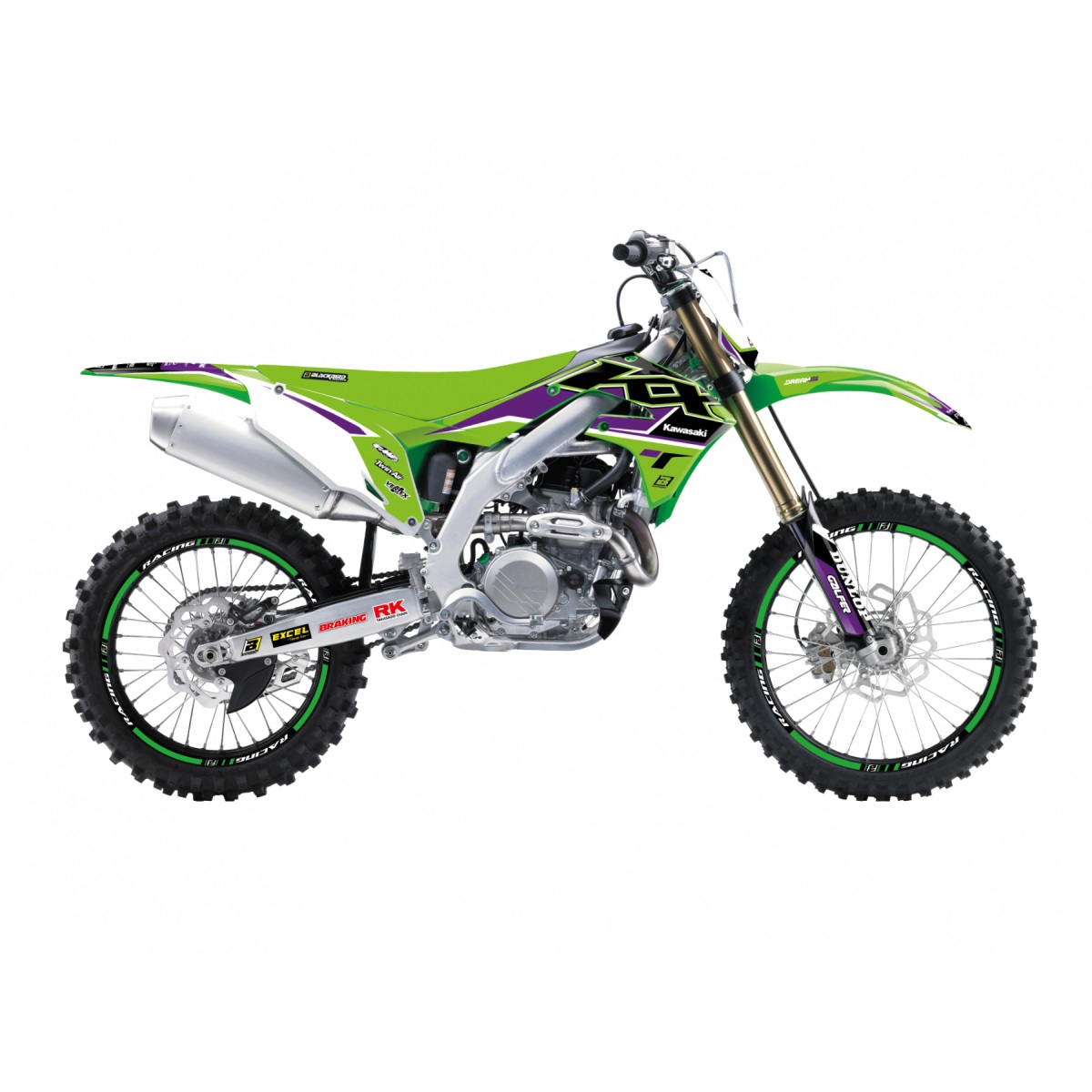 BLACKBIRD sada samolepek (dýhy) KAWASAKI KX 250F 21-23, KX 450F 19-24 DREAM 5 barva zelená černá