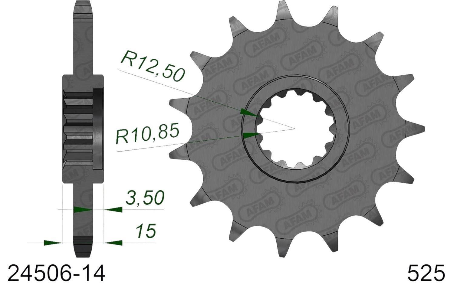 AFAM přední pastorek 2082 15 KAWASAKI ZX-6R (ZX6R) / ZX 600 NINJA '95-'97, ZRX 400 '94-'97 (řetěz 525) (JTF1515.15)