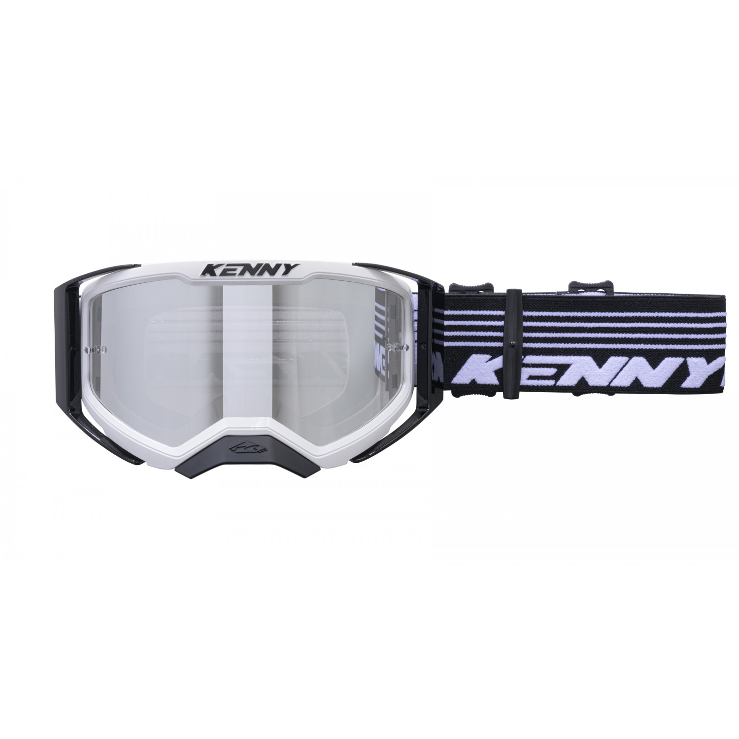 KENNY RACING brýle model PERFORMANCE LEVEL EVO 1 BLACK - CLEAR LENS - barva bílá/černá plexi čiré