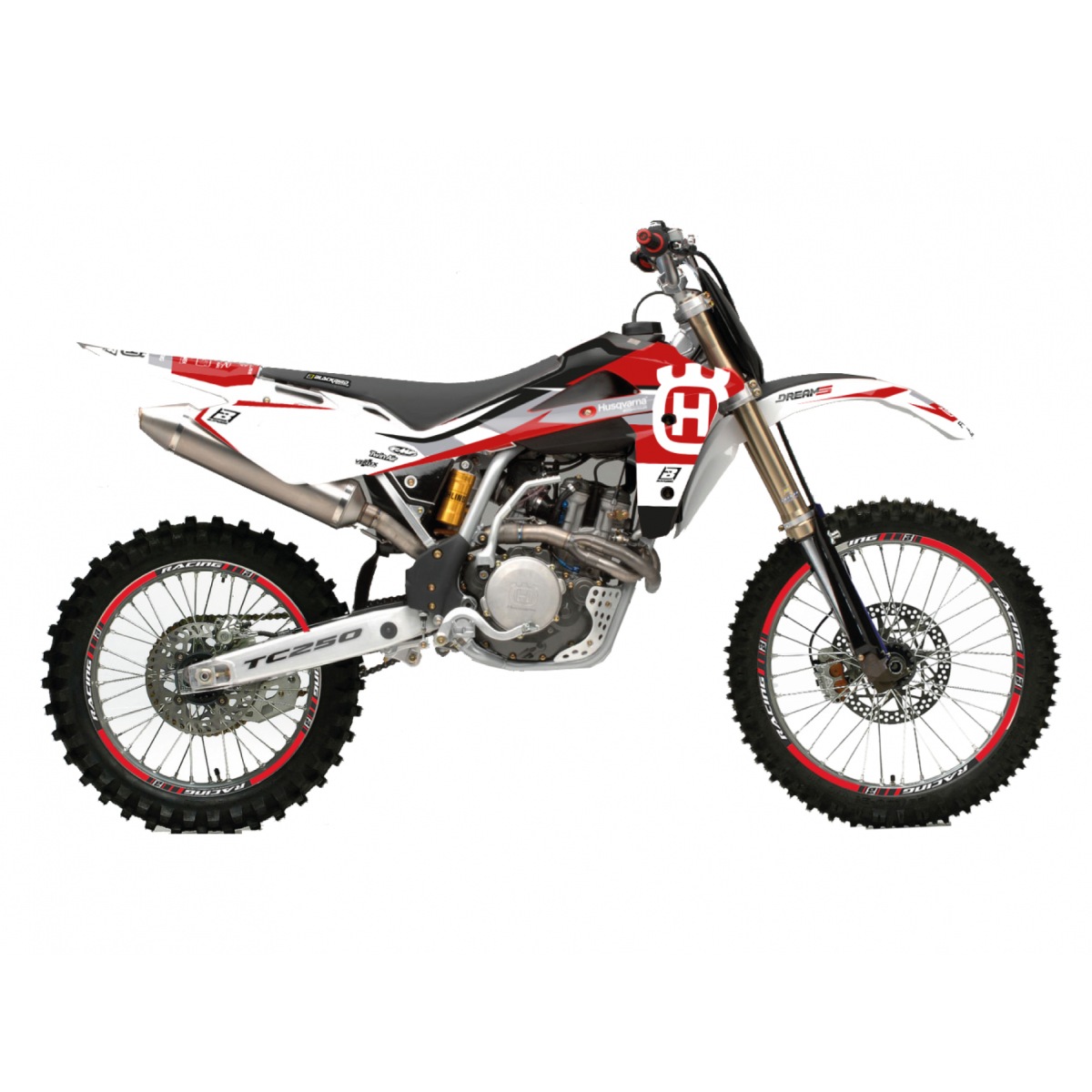 BLACKBIRD sada samolepek (dýhy) HUSQVARNA TE/TC 250/450/510 05-07 DREAM 5 barva červená bílá