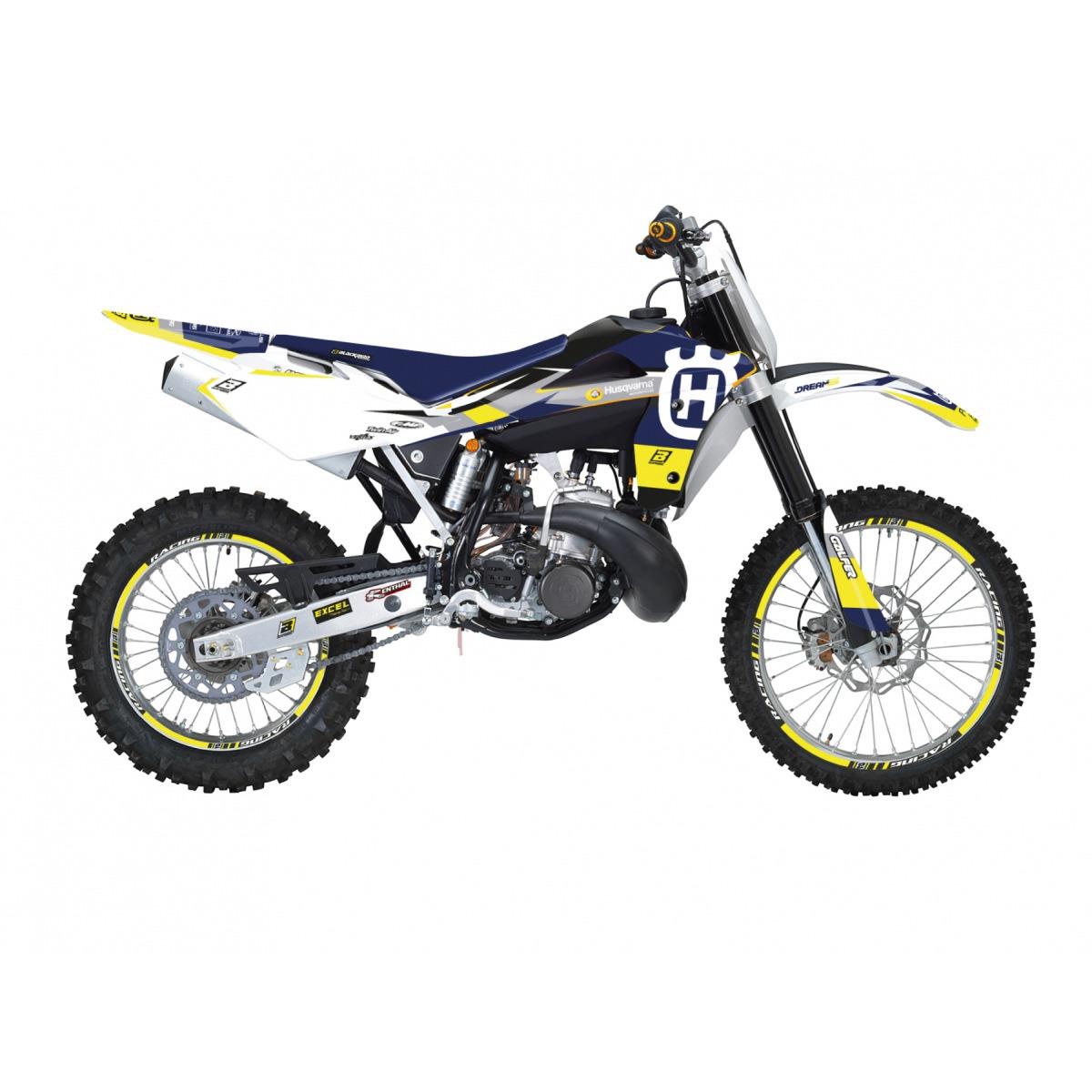 Levně BLACKBIRD sada samolepek (dýhy) HUSQVARNA CR 125 06-08, WR 250/300 06-13 DREAM 5 barva žlutá světle modrý bílá (BLACKBIRD sada samolepek (dýhy))
