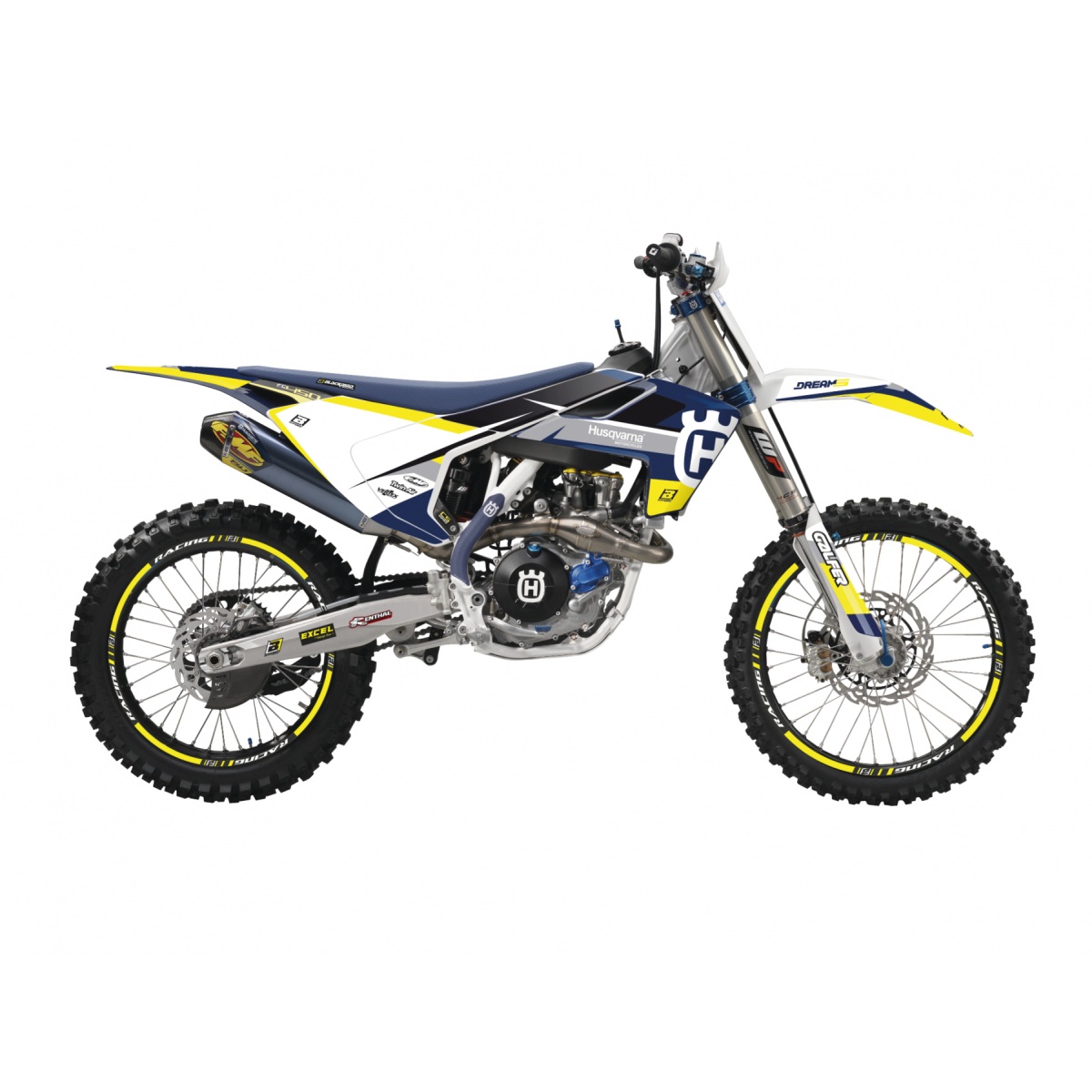 BLACKBIRD sada samolepek (dýhy) HUSQVARNA FC/TC 16-18, TE/FE 17-19 DREAM 5 chrom EFX barva modrá žlutá