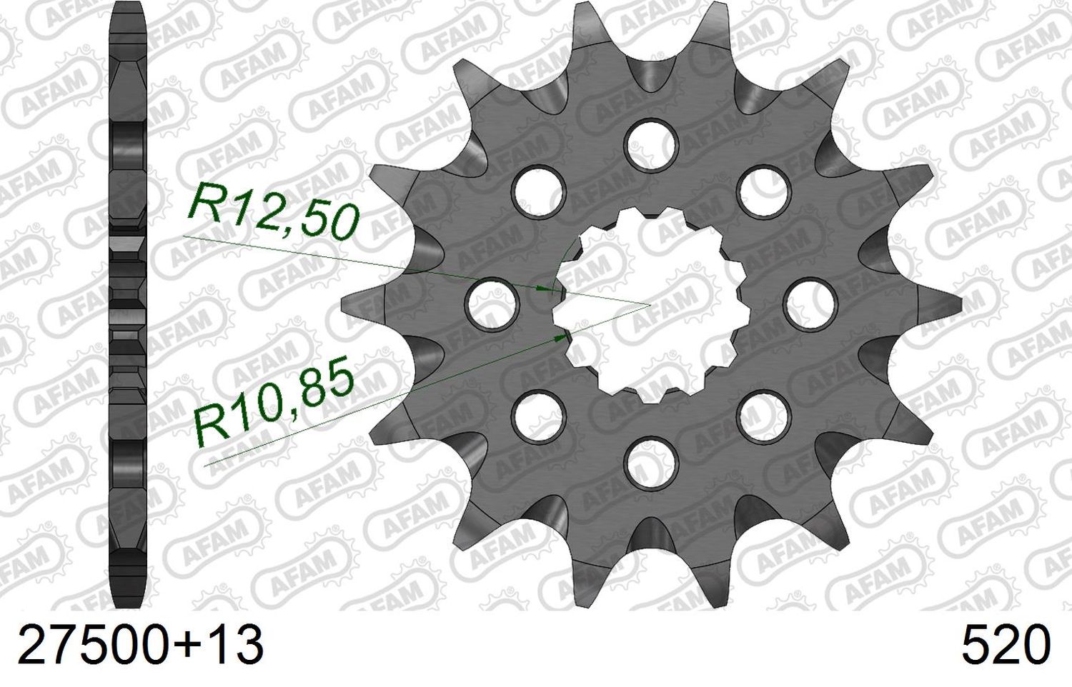AFAM přední pastorek 565 13 /2141 13 KAWASAKI KXF 450 '06-, YAMAHA YZF/WRF 400/426/450, YFZ 450 '04-'13 samočisticí (JTF565.13SC) (řetěz 520)
