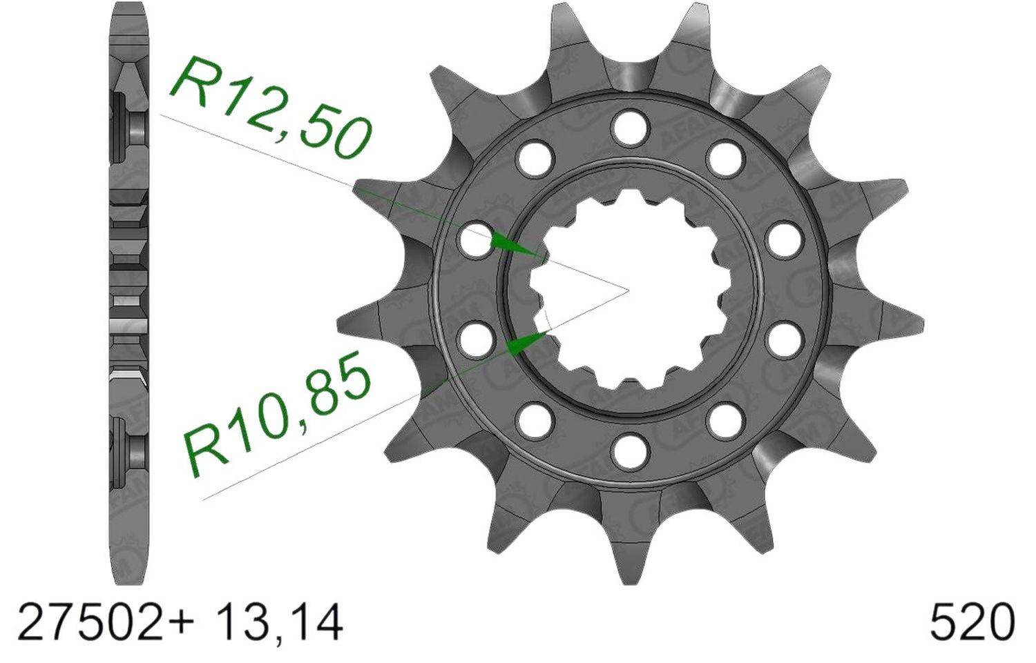 AFAM přední pastorek 2141 13 KAWASAKI KXF 450 '06-20', KLX 450 '08-20' samočisticí (řetěz 520) (JTF1565.13SC)