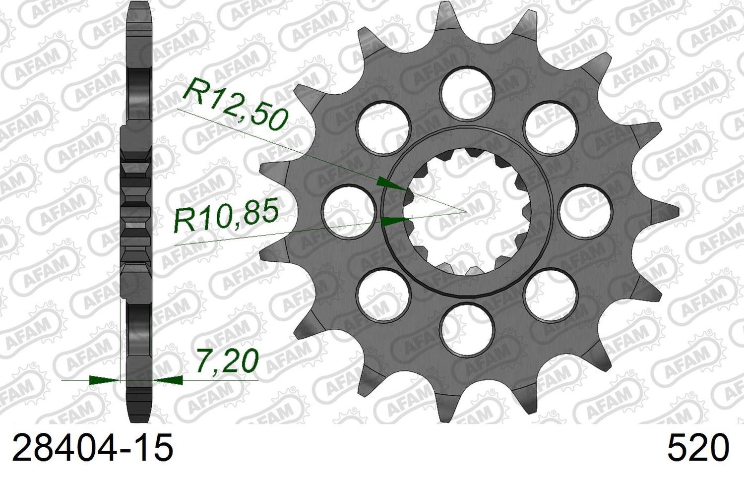 AFAM přední pastorek 565 15 KAWASAKI ER6F/N '06-'14, KLE 650 '06-'20, EX650, SUZUKI SV 650 16-19 (JTF565.15) (řetěz 520)