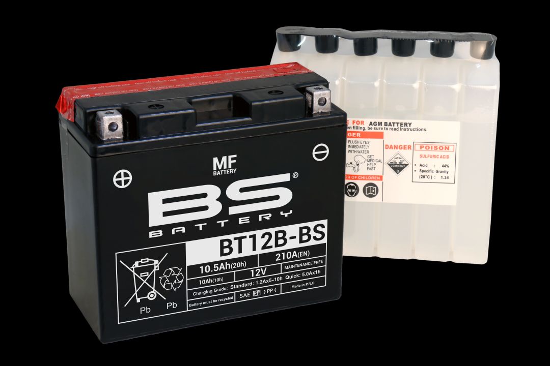 BS akumulátor BT12B-BS (YT12B-BS) (YT12B-4) 12V 10AH 151X70X130 bezúdržbový - elektrolyt zvlášť (175A) UE2019/1148 (4) (BS akumulátor BT12B-BS)