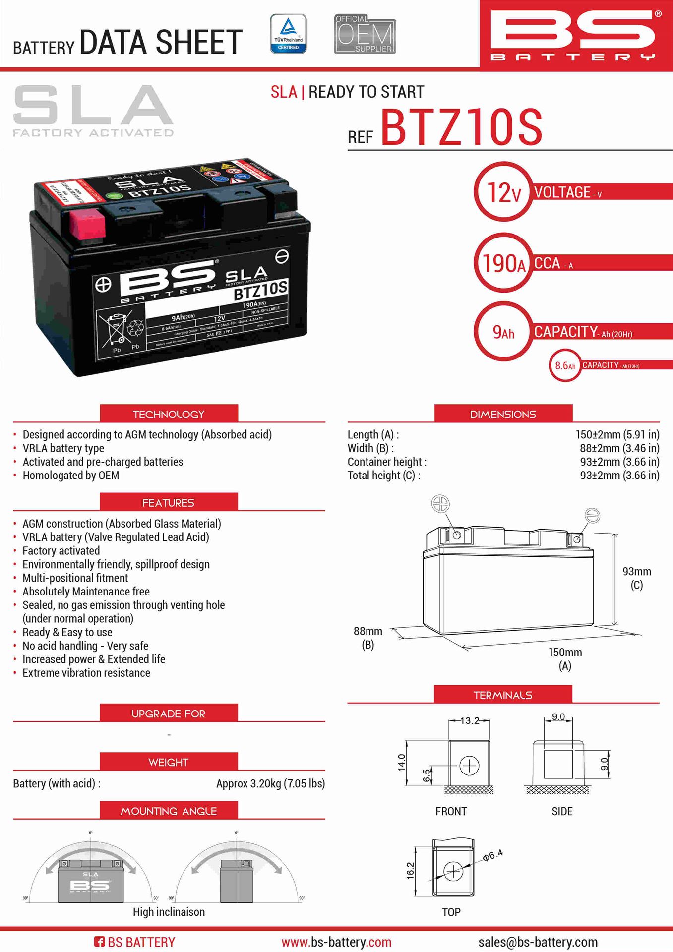 Levně BS akumulátor BTZ10S (FA) (YTZ10S)12V 8,6AH 150X86X95 bezúdržbový - (190A) (4) (BS akumulátor BTZ10S (FA) (YTZ10S)12V 8,6AH 150X86X95 bezúdržbový -)