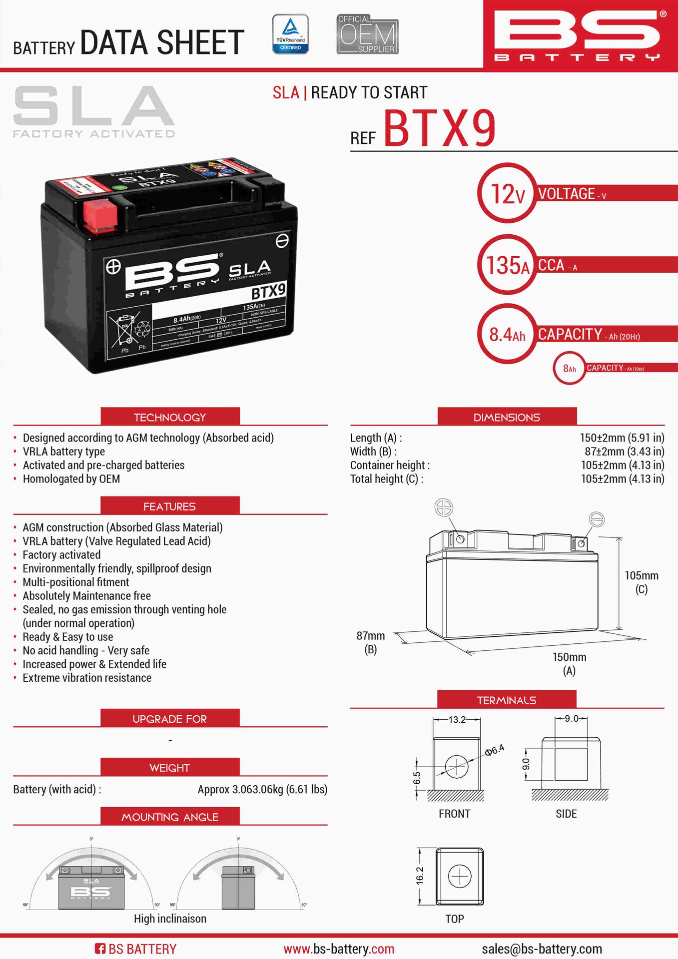 Levně BS akumulátor BTX9 (FA) (YTX9-BS) 152X88X106 12V 8AH bezúdržbový - (120A) (6) (BS akumulátor BTX9 (FA) (YTX9-BS) 152X88X106 12V 8AH bezúdržbový -)