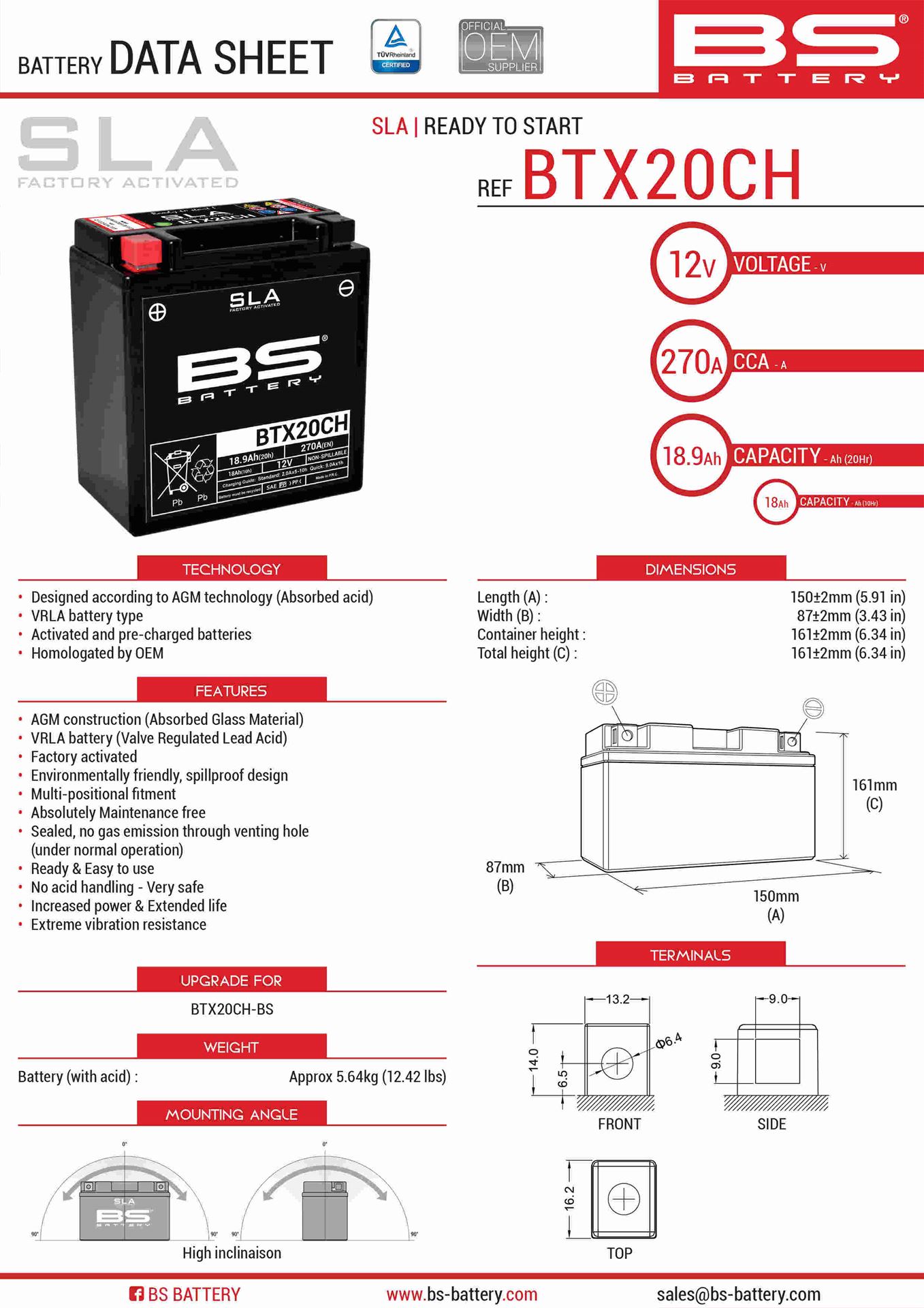 Levně BS akumulátor BTX20CH (FA) (YTX20CH-BS, YTX20A-BS) 12V 18AH 150X87X161 bezúdržbový - (270A) (4) (BS akumulátor BTX20CH (FA) (YTX20CH-BS, YTX20A-BS))