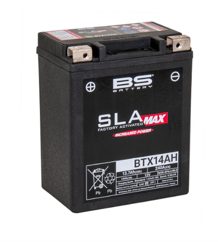 Levně BS akumulátor BTX14AH MAX (FA) (YTX14AH-BS) 12V 13AH 134X89X166 bezúdržbový - (zvýšený rozběhový proud) (240A) (INDIAN, POLARIS) (4) (BS akumulátor)