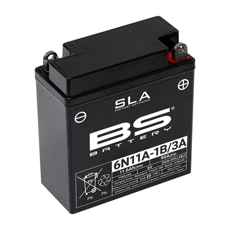 BS akumulátor 6N11A-1B/3A (FA) 6V 11AH 121X58X130 bezúdržbový - zalitý (90A) (10)