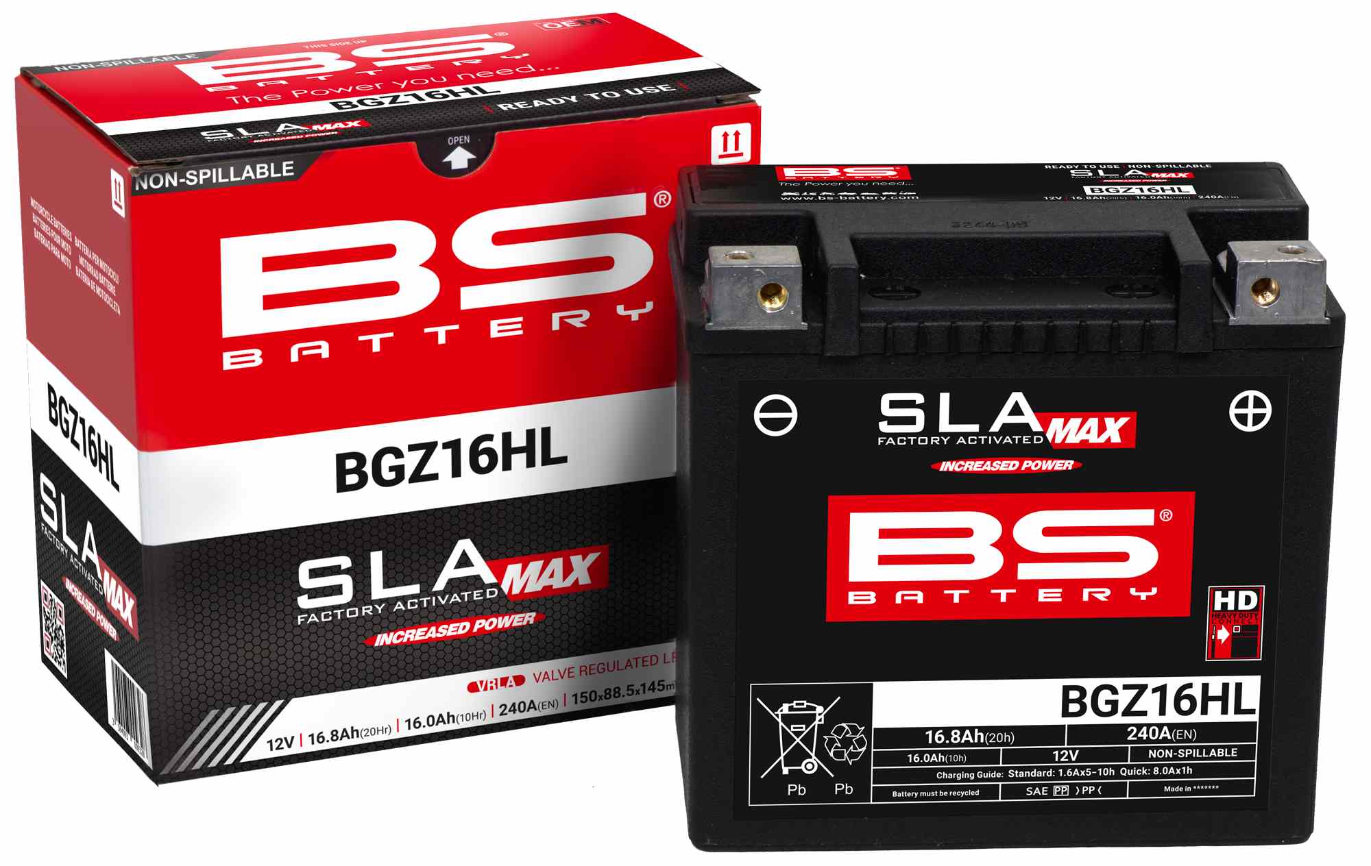 Levně BS akumulátor BGZ16HL MAX (FA) (YTX14HL,YTX14L,YTX14L-BS) 12V 16AH 150X88,5X145 bezúdržbový - (zvýšený rozběhový proud) (240A) (HARLEY-DAVIDSON) (4)