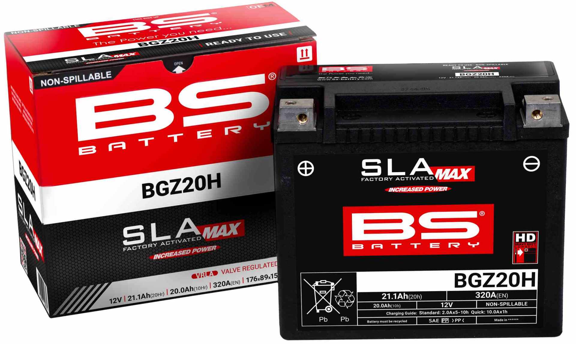 Levně BS akumulátor BGZ20H MAX (FA) (YTX20H,YTX20-BS) 12V 120AH 176X89X154 bezúdržbový - (zvýšený rozběhový proud) (320A) (HARLEY-DAVIDSON) (2) (BS)