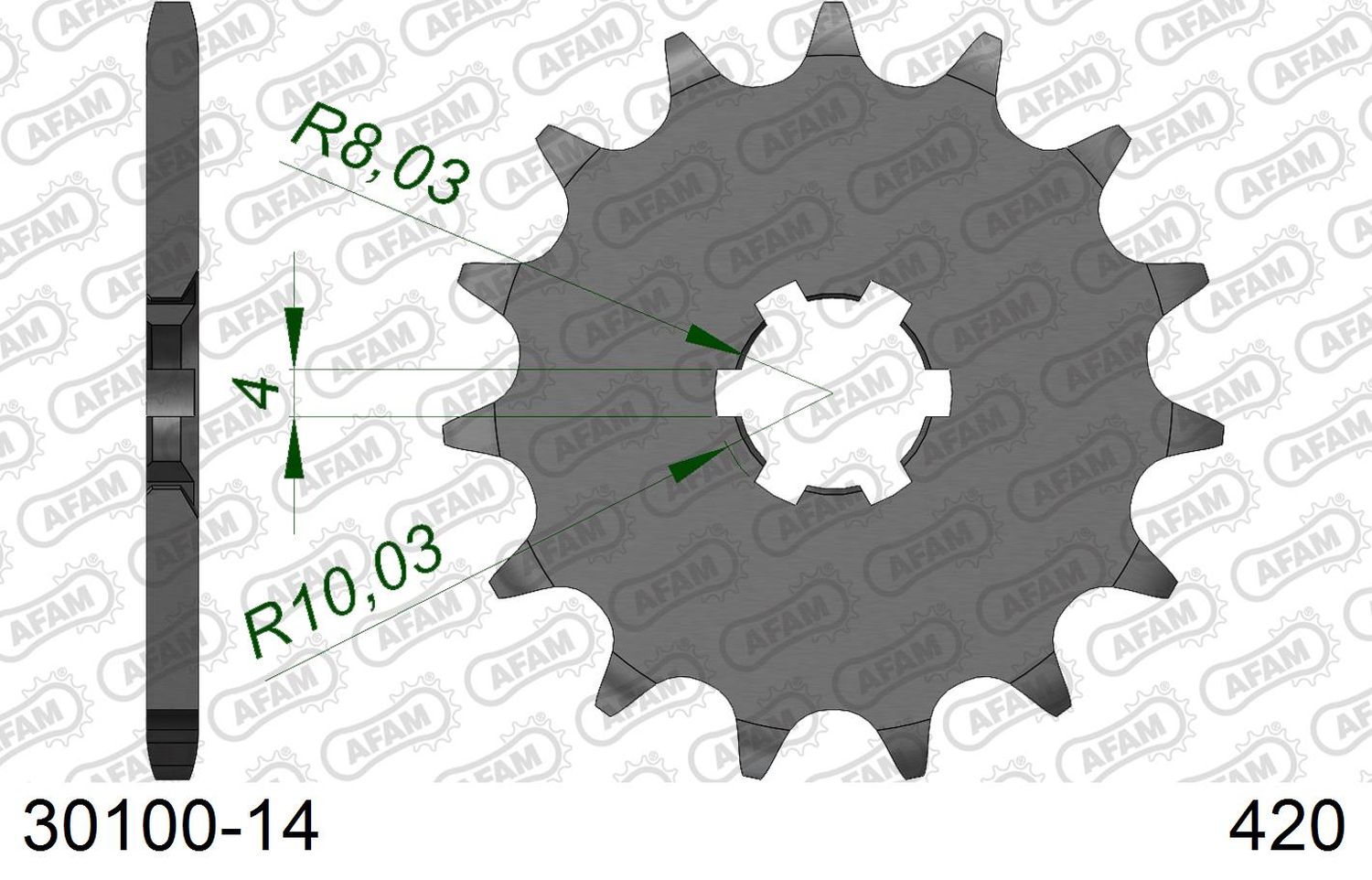 AFAM přední pastorek 560 14 KAWASAKI KX 65/80/85 (JTF546.14) (řetěz 420)