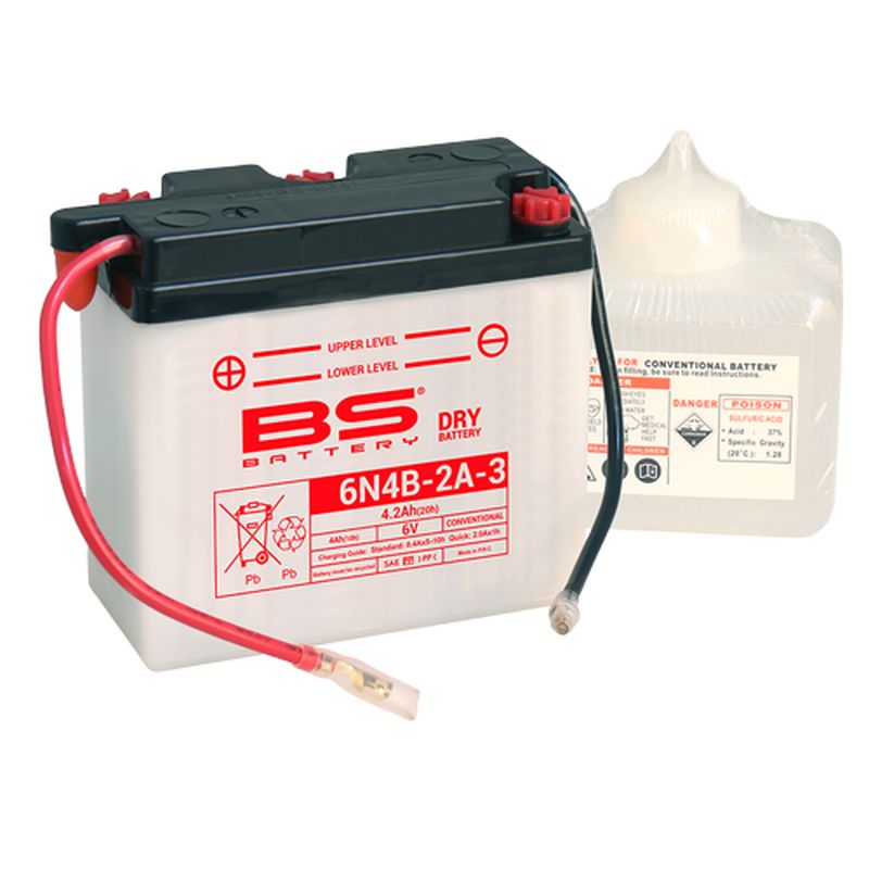 Levně BS akumulátor 6N4B-2A-3 6V 4AH 102X48X96 obsluhovaný - elektrolyt zvlášť UE2019/1148 (12) (BS akumulátor 6N4B-2A-3 6V 4AH 102X48X96 obsluhovaný -)