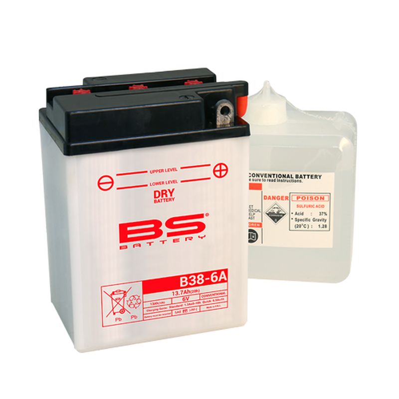 BS akumulátor B38-6A 6V 13AH 119X83X161 obsluhovaný - elektrolyt zvlášť UE48 (4)