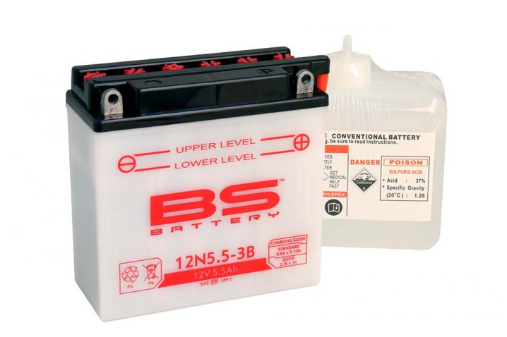 Levně BS akumulátor 12N5,5-3B (12N5,5-3B) 12V 5,5AH 138X61X131 obsluhovaný - elektrolyt zvlášť (44A) UE2019/1148 (6) (BS akumulátor 12N5,5-3B (12N5,5-3B))