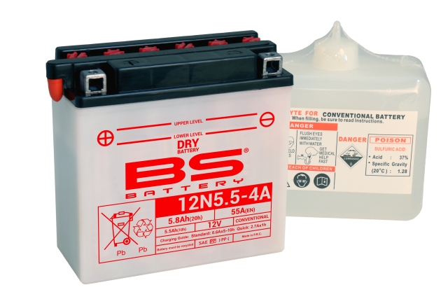 Levně BS akumulátor 12N5,5-4A (12N5,5-4A) 12V 5,5AH 135X60X130 obsluhovaný - elektrolyt zvlášť (70A) UE2019/1148 (6) (BS akumulátor 12N5,5-4A (12N5,5-4A))