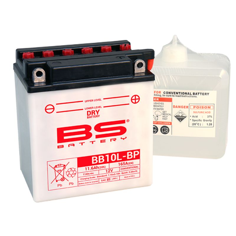 Levně BS akumulátor BB10L-BP (BB10L-B) (YB10L-BP) 12V 11AH 135X90X145 obsluhovaný - elektrolyt zvlášť (165A) UE2019/1148 (4) (BS akumulátor BB10L-BP)