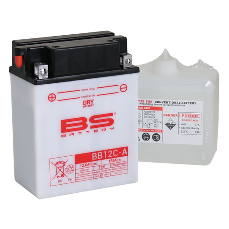 Levně BS akumulátor BB12C-A (YB12C-A) 12V 12AH 134X80X175 obsluhovaný - elektrolyt zvlášť (155A) UE2019/1148 (4) (BS akumulátor BB12C-A (YB12C-A) 12V 12AH)