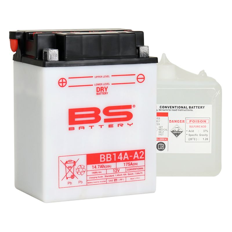 Levně BS akumulátor BB14A-A2 (YB14A-A2) 12V 14AH 134X89X176 obsluhovaný - elektrolyt zvlášť (175A) UE2019/1148 (3) (BS akumulátor BB14A-A2 (YB14A-A2) 12V)