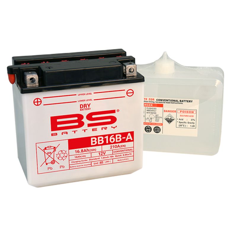 BS akumulátor BB16B-A (YB16B-A) 12V 16AH 160X90X161 obsluhovaný - elektrolyt zvlášť (210A) UE48 (2)