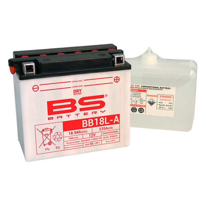 Levně BS akumulátor BB18L-A (YB18L-A) 12V 18AH 180X90X162 obsluhovaný - elektrolyt zvlášť (235A) UE2019/1148 (2) (BS akumulátor BB18L-A (YB18L-A) 12V 18AH)