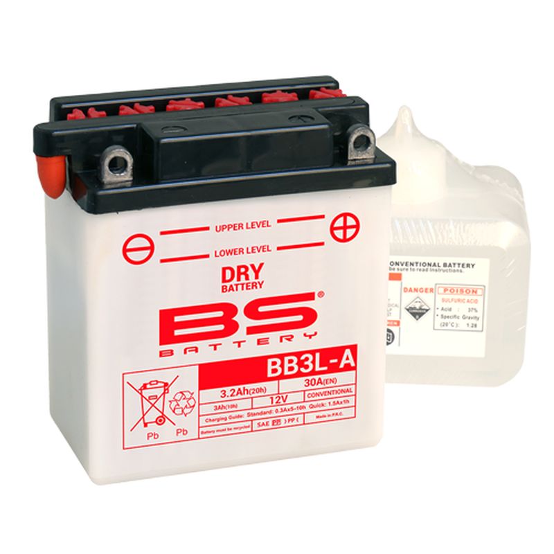 Levně BS akumulátor BB3L-A (YB3L-A) 12V 3AH 98X56X110 obsluhovaný - elektrolyt zvlášť (30A) UE2019/1148 (6) (BS akumulátor BB3L-A (YB3L-A) 12V 3AH)