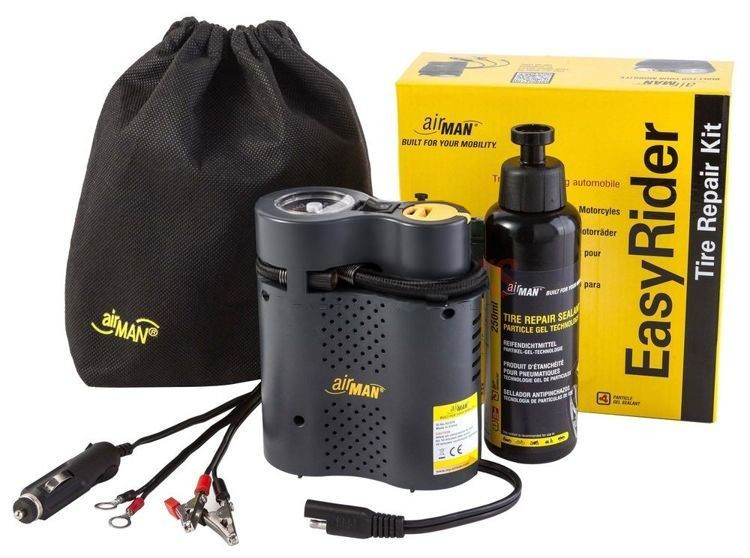 Airman (VICMA) set to punched tyre easy rider kompresor 12v, sealing preparation 250ml, end caps, cover (32589)
