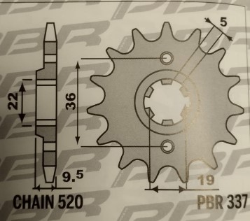 Sprocket front GROSSKOPF 33712G (JTF337.12)