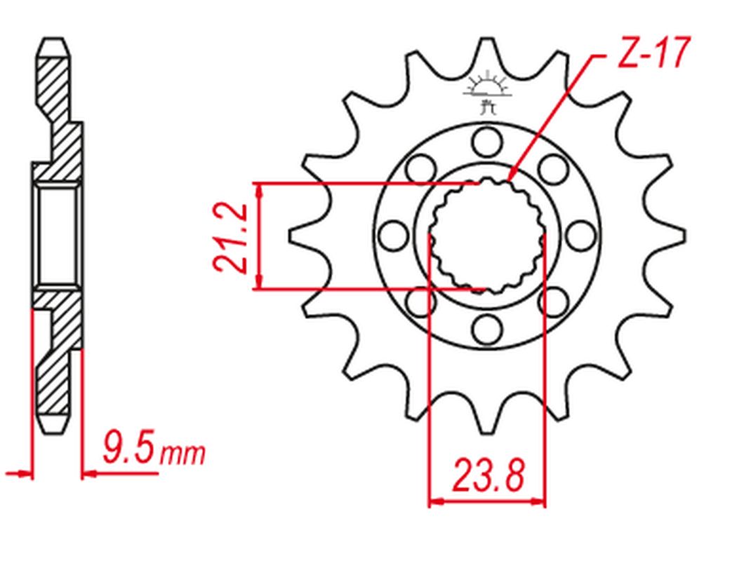 GROSSKOPF řetězové kolo přední 342 14 HONDA CR 250 88-08, CRF 450 02-25, CRF 250R 22-25, CR 500, TRX 450/700 04-09 (JTF284.14)