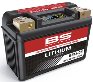 BS akumulátor lithium-iontový s indikátorem nabití LIFEPO4 BSLI-05 (134X65X92) (280A,48WH,4AH) (YTZ10S,YT12B-4,YT14B-4,YT12B-BS,YTX14AH-BS,YT14B-BS)