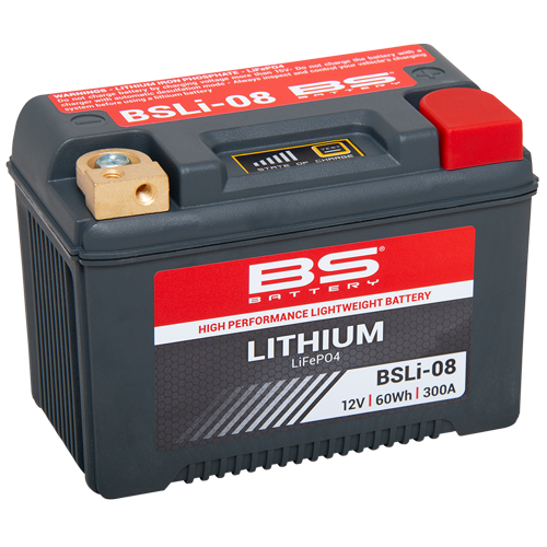 Levně BS akumulátor lithium-iontový s indikátorem nabití LIFEPO4 BSLI-08 (148X86X105) (12,8V,300A,64WH,5AH)