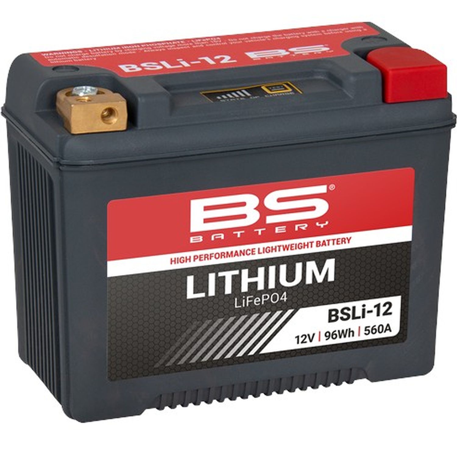 Levně BS 2026/03 akumulátor lithium-iontový s indikátorem nabití LIFEPO4 BSLI-12 (165X86X130) (12,8V,560A,96WH,8AH)