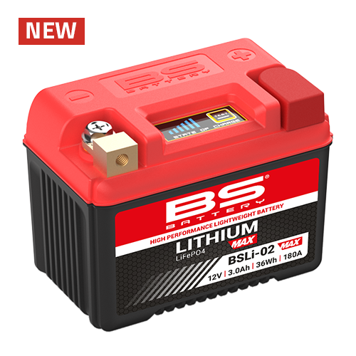 Levně BS akumulátor lithium-iontový s indikátorem nabití LIFEPO4 BSLI-02 MAX (114X70X85) (180A,38,4WH,3AH) (YTX4L-BS,YTX5L-BS,YTX7L-BS,YTX7A-BS,YTZ5S,YTZ7S)