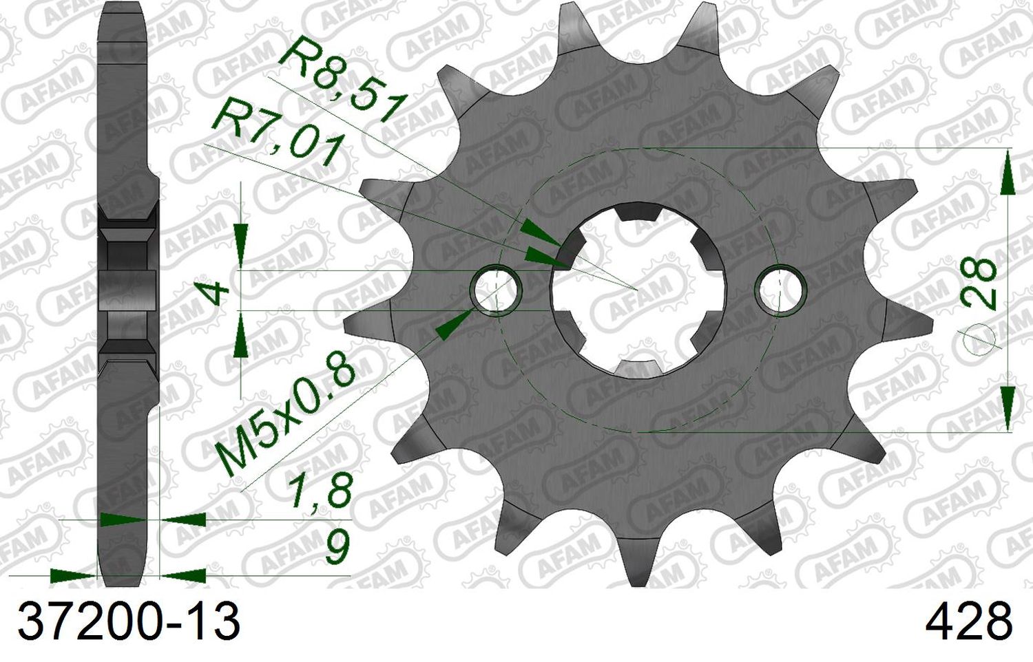 AFAM front sprocket 2223 13 APRILIA 125 RS4 4 11-16 (JTF712.13) (chain 428)