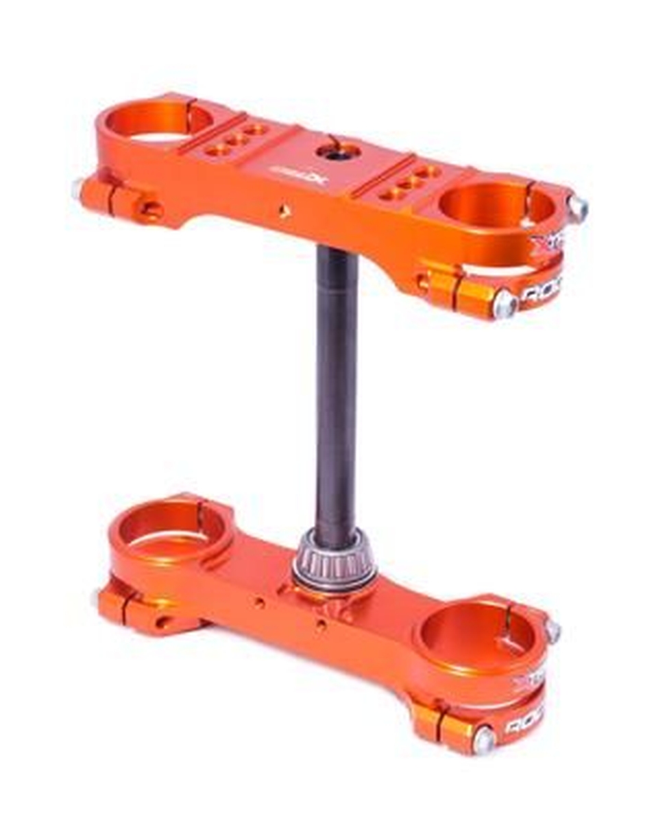 XTRIG vzpěry předního zavěšení ROCS TECH TRIPLE CLAMPS KTM SX 85 03-24 (OFFSET 14mm) barva oranžová (XTRIG vzpěry předního zavěšení ROCS TECH TRIPLE)