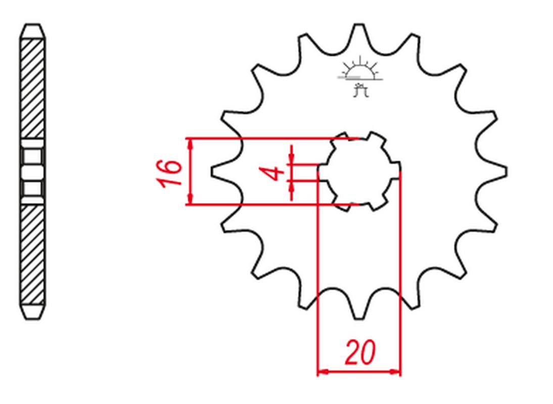 Sprocket front GROSSKOPF 41615G (+2, +2, +2, JTF416.15)