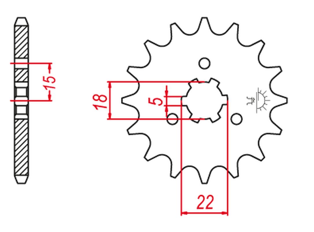 GROSSKOPF řetězové kolo přední 423 14 KAWASAKI KX 125 94-08 (+1) (JTF1445.14)